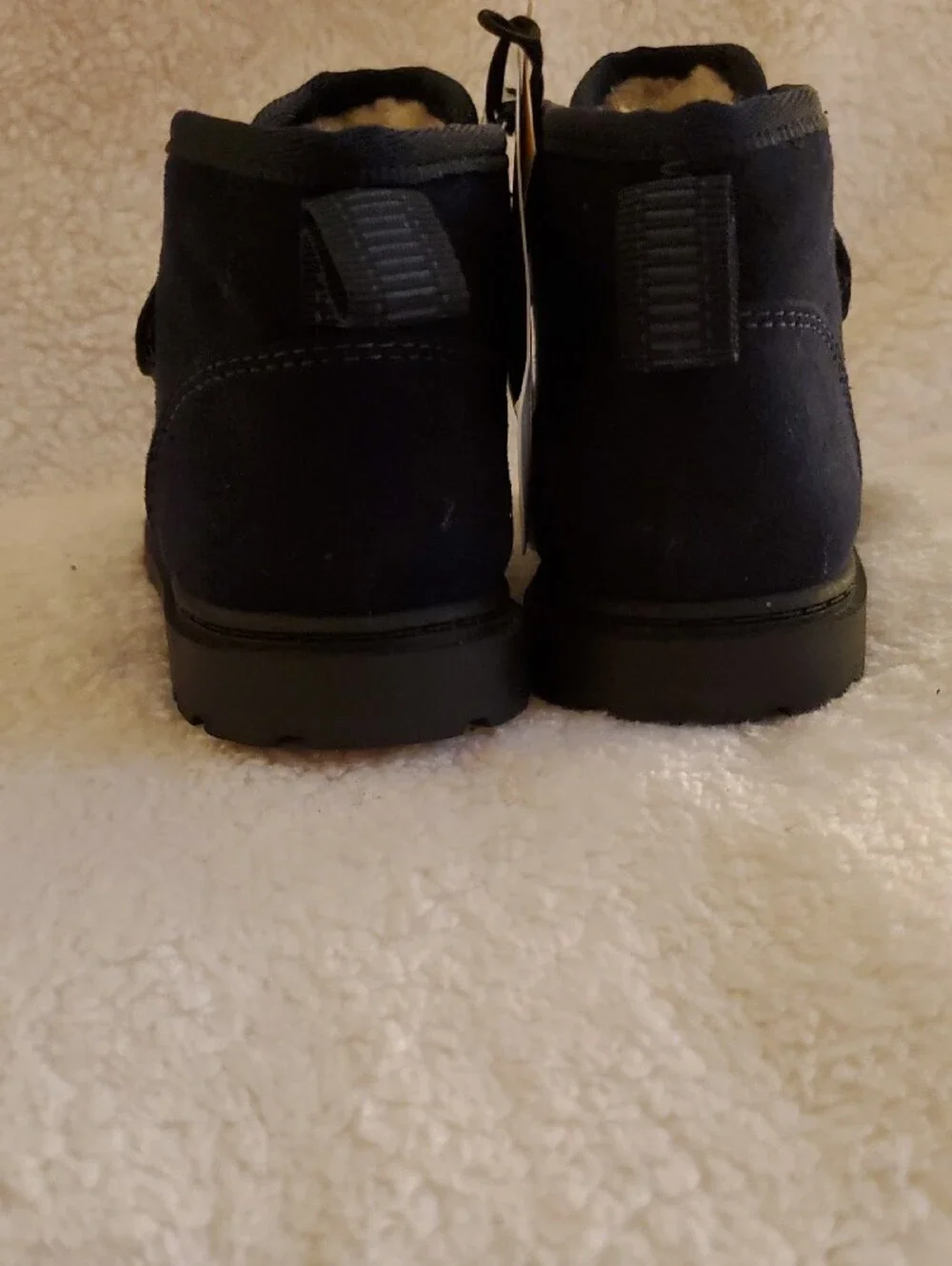 Cat & Jack Navy Magnus Toddler Boots Faux Sherpa Lined Hook & Loop Size 8 NWT